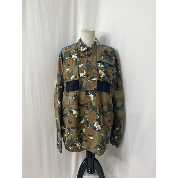 LRG Wovens Collection Mens Size Large Shirt Green Wolfland Button Down Camo - Picture 2 of 16